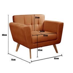 Poltrona Decorativa Bruna Cadeira Living Moderna Recepção Escritório - 3