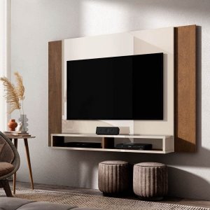 Painel Tokyo para Tv até 42 Polegadas com 2 Nichos Off White com Naturale Vianossa