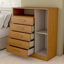 Ver imagem 5 de Cômoda Veneto 1 Porta 5 Gavetas 100% Mdf Cinamomo - Panorama Móveis