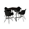 Mesa Industrial Jantar Quadrada Preta 90cm Base V com 4 Poltronas Pretas Eames Eiffel Ferro Preto - 2