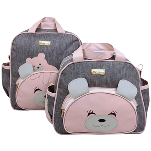 Kit Bolsas Maternidade Mave Baby Urso Elegância Chumbo e Rosé