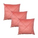 Ver imagem 1 de Kit 3 Capas para Almofada Drapeada Veludo Quadrada Várias Cores Cor:rosa Coral