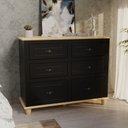 Ver imagem 4 de Cômoda Retrô 6 Gavetas Preto/ Marfim