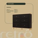 Ver imagem 2 de Cômoda Retrô 6 Gavetas Preto/ Marfim