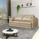 Ver imagem 1 de Sofá Decorativo Piece Bipartido Retrátil Sala de Estar 215cm Couro Bege G58 - Gran Belo