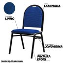 Ver imagem 3 de Kit 10 Cadeiras Hoteleiras Auditório Empilhável Linho M23 Azul - Mpozenato