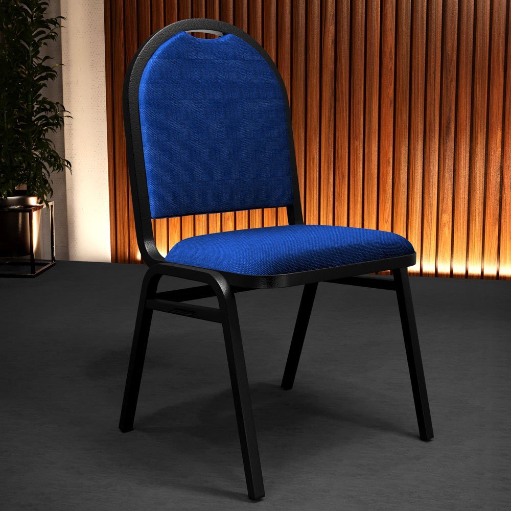 Kit 10 Cadeiras Hoteleiras Auditório Empilhável Linho M23 Azul - Mpozenato - 7