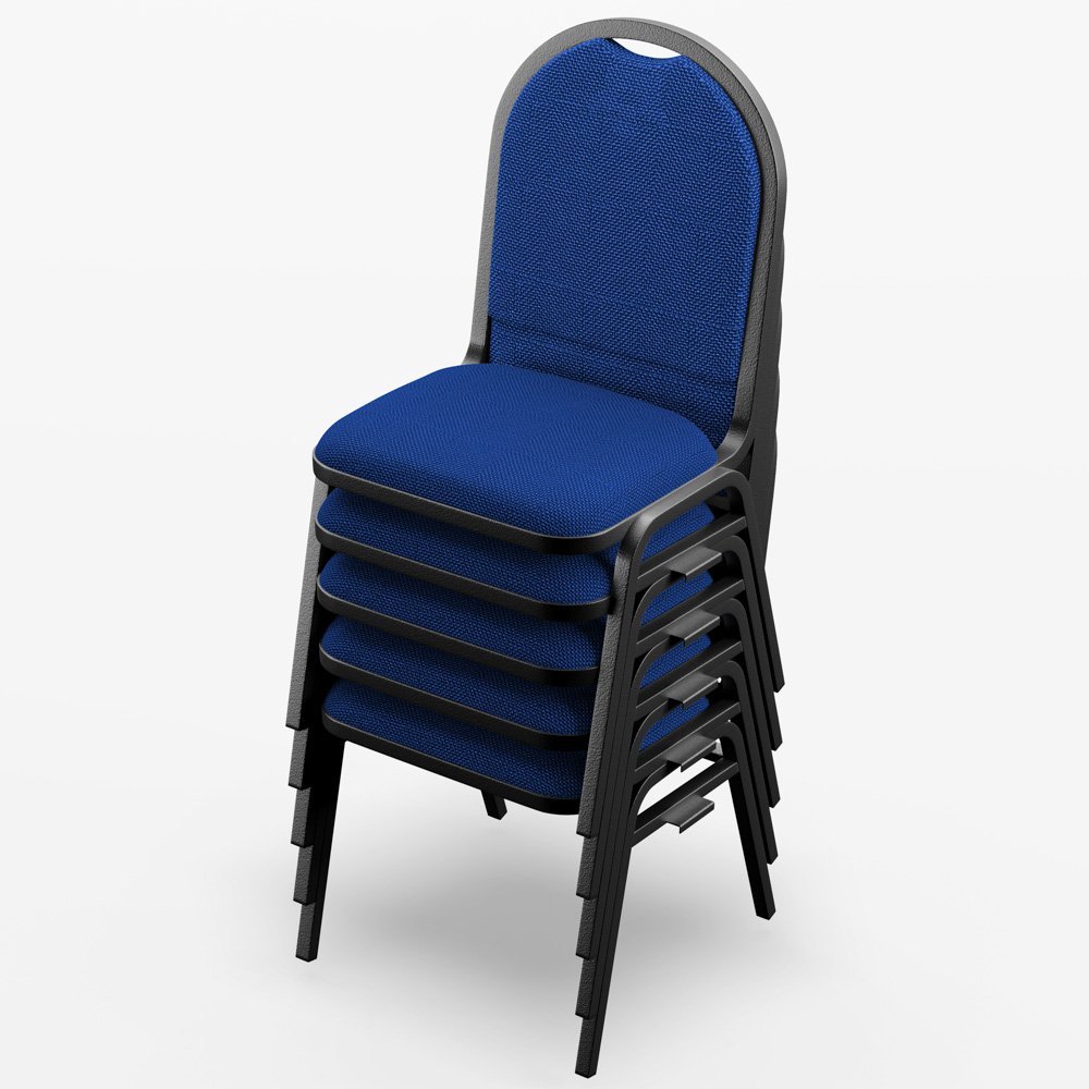 Kit 10 Cadeiras Hoteleiras Auditório Empilhável Linho M23 Azul - Mpozenato - 5