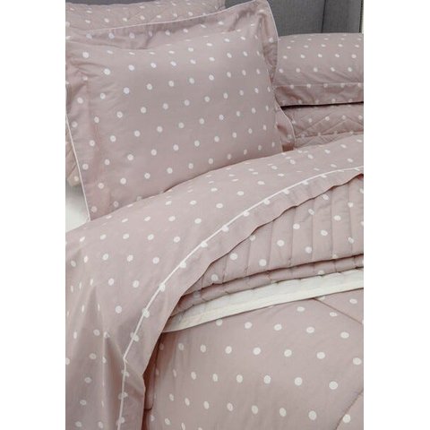 Edredom Vintage 200 Fios Rosa Malve - Casal