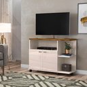 Ver imagem 6 de Rack Bancada para Tv de até 40 2 Portas e Rodízios Boalis Off White/jequitiba
