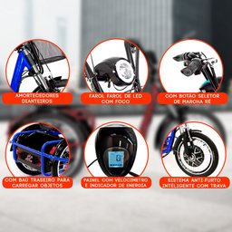 Triciclo Elétrico - Village PAM - Cesta - 800w - Azul - Plug and Move - 6