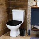 Ver imagem 1 de Assento Sanitário Slim Almofadado Preto + Lixeira Preta 6l Redonda C/ Tampa + Escova Sanitária Base