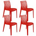 Ver imagem 1 de Kit com 4 Cadeiras Gruvyer Estrutura em Polipropileno Fratini Vermelho