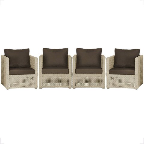 4 Poltronas Madri Alumínio Corda Náutica Estofado 9 Trama Original