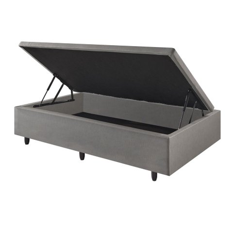 Cama Box com Baú Solteiro com Baú 88x188x42 com Courino Linho