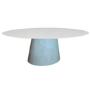 Ver imagem 1 de Mesa de Jantar Cone Oval 180x100 Cm Tampo Madeira Laqueada Base Cimento Queimado Linn Shop Mesa de J