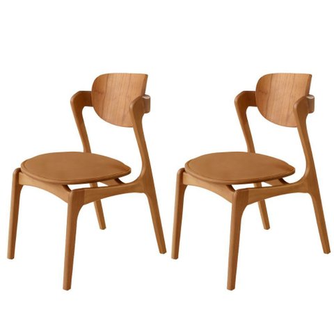 Conjunto com 2 Cadeiras Madeira Solaris Gold Moderna Mobília