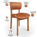Ver imagem 4 de Mesa para Sala de Jantar Valência com 06 Cadeiras Sala de Jantar Dara L02 Couríssimo Camel - Lyam