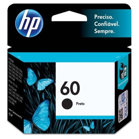 Cartucho HP 60 Preto - CC640WB - Para HP Deskjet D1660 D2530 D2545 D2560 D2660 F4280 F4480