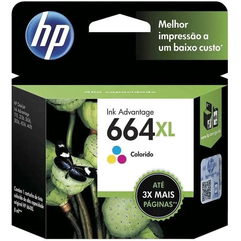 Cartucho de Tinta Original HP 664XL Color F6V30AB