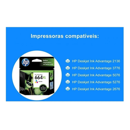 Cartucho de Tinta Original HP 664XL Color F6V30AB - 2