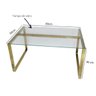 Mesa De Centro Dourada Em Aço Inox Com Tampo De Vidro - 3