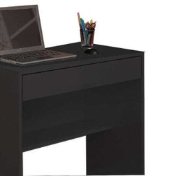 Mesa Escrivaninha com 1 Gaveta e Prateleira em MDF - Preto - 3