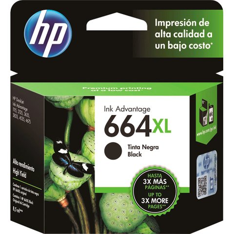 Cartucho de Tinta HP 664 XL Preto - F6V31AB