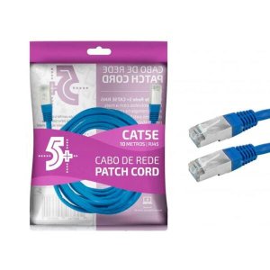 Cabo de Rede FTP Patch Cord RJ45 Cat 5e - Blindado - 10 metros - Azul - Chip SCE 018-9920