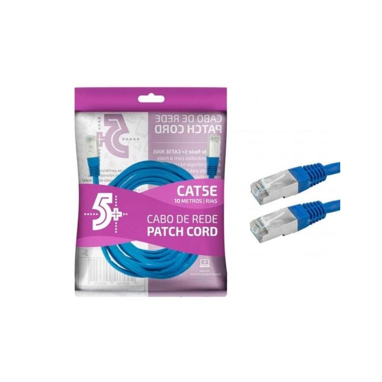 Cabo de Rede FTP Patch Cord RJ45 Cat 5e - Blindado - 10 metros - Azul - Chip SCE 018-9920