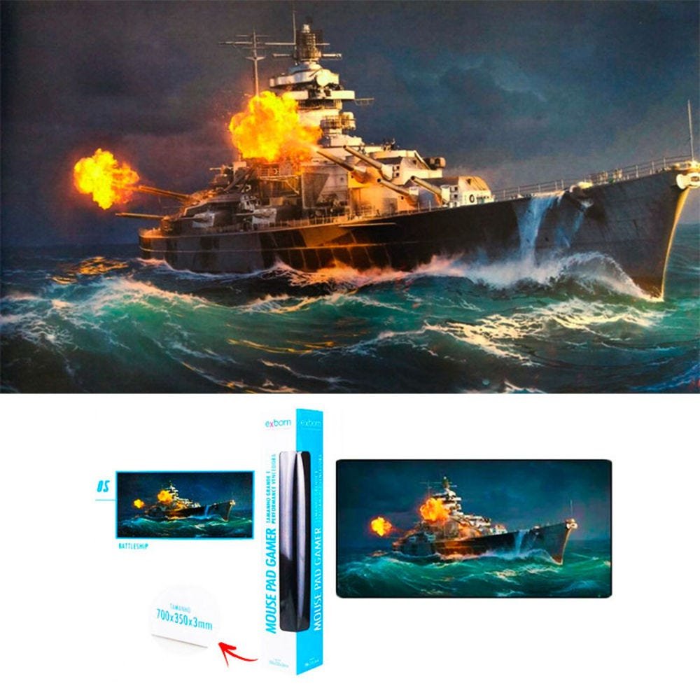 Mouse Pad Personalizado Extra Grande Gamer BATTLESHIP - 1