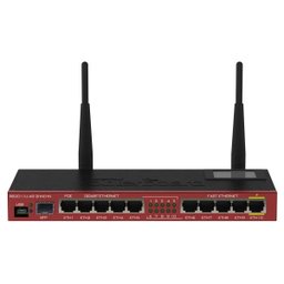 Roteador Wi-Fi Mikrotik RB2011UIAS-2HND-IN - 5 portas LAN + 5 portas Gigabit + 1 porta SFP - Alta - 1