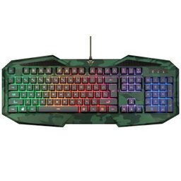 Teclado Gamer Trust GXT 830-RW-C Avonn Camuflado - LED Rainbow - Anti-Ghosting - USB - 23136 - 1
