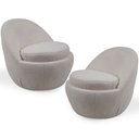 Ver imagem 1 de Kit 02 Poltronas Decorativa Fixa Sala de Estar Yumi C06 Bouclê Bege Z-406 - Lyam