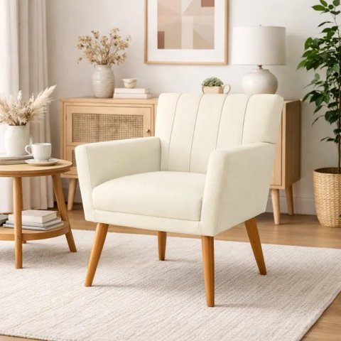 Poltrona Cecilia Sala Recep Clinica Suede:Marfim/Liso