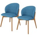 Ver imagem 1 de Kit 02 Cadeiras de Jantar e Estar Living Estofada Mia L02 Linho Azul - Lyam Decor