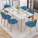 Ver imagem 2 de Kit 02 Cadeiras de Jantar e Estar Living Estofada Mia L02 Linho Azul - Lyam Decor