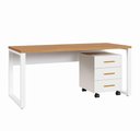 Ver imagem 5 de Mesa Escrivaninha Industrial 160cm x 60cm com Gaveteiro 03 Gavetas 100% MDF F5 Office Cor:Freijó