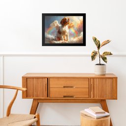 Quadro Decorativo Cão Beagle Anjo 33x24cm:moldura Branca - 1