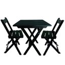 Ver imagem 1 de Conjunto Mesa Dobrável 60x60 Cm com 2 Cadeiras em Madeira Maciça - Preto