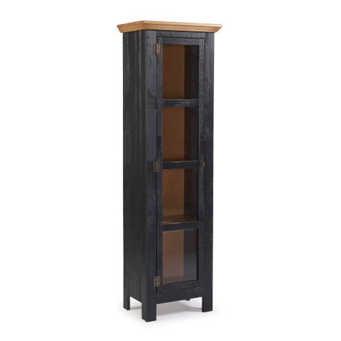 Cristaleira 1 porta - Madeira maciça - Rústico - Preto