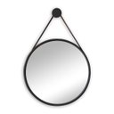 Ver imagem 1 de Espelho Redondo Adnet 60cm com Suporte Preto e Alça em Couro Ecológico Escandinavo Decorativo
