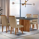 Ver imagem 1 de Sala de Jantar Mesa Olímpia 120cm Mdf Canto Reto com 4 Cadeiras Athenas Moderna