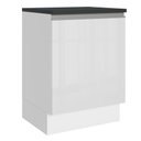 Ver imagem 1 de Balcão Armário de Cozinha 100% MDF 60 cm 1 Porta Frente Branco Brilho Acordes Madesa