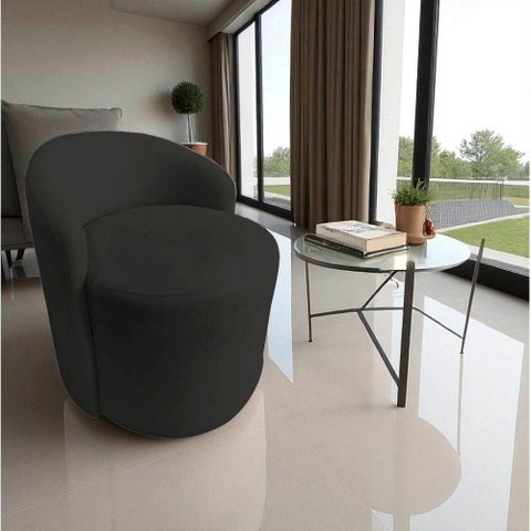 Poltrona Decorativa Yara Orgânica Veludo Preto