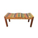 Ver imagem 1 de Banco Banqueta De Jardim varanda sala piscina 2 Lugares Madeira Demolição pátina colorida MINAS ARTE