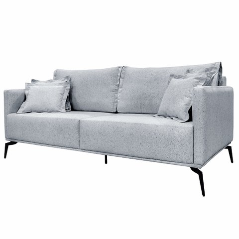 Sofá Decorativo 2 Lugares 180cm Pés em Aço Stagno Linho Cinza Rústico - Gran Belo
