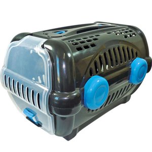 Caixa de Transporte Furacão Pet Luxo Preto com Azul - Tam.01