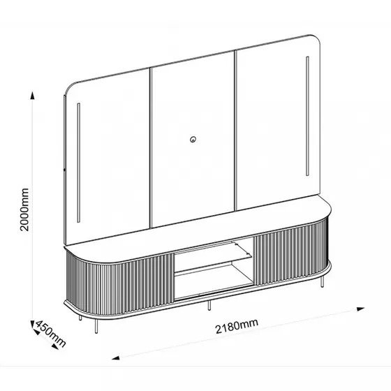 Bancada e Painel para Tv 75" Atlas Cedro Dj Móveis - 4