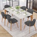 Ver imagem 6 de Kit 02 Cadeiras de Jantar e Estar Living Estofada Mia L02 Linho Cinza Escuro